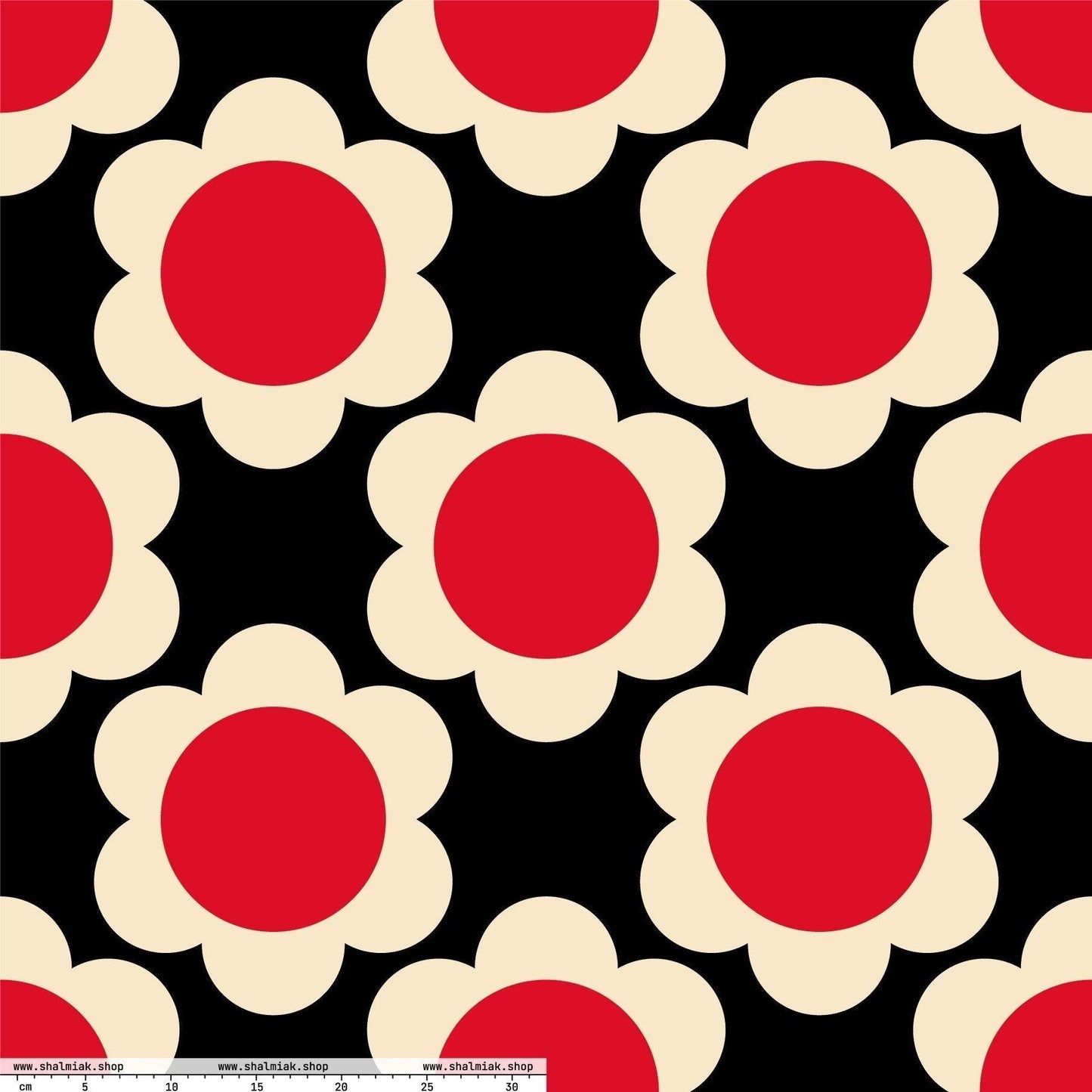 Fabric - ELLIE red black XL - Classic Flower Print