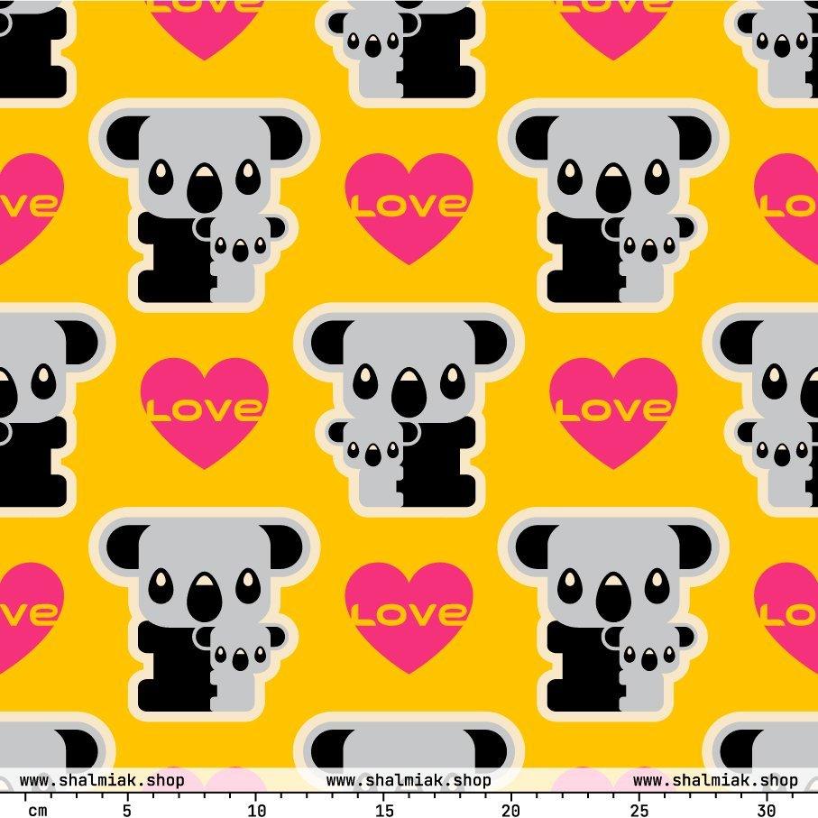 Fabric - KOALA LOVE yellow