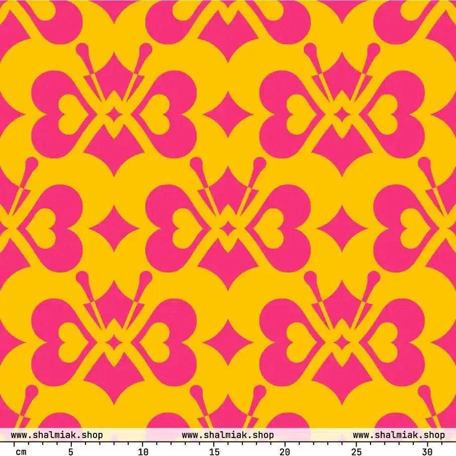 Fabric - LOVE BUTTERFLY yellow pink