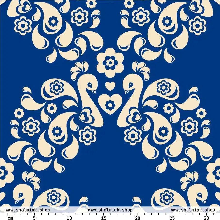 Fabric - PEACOCK LOVE blue