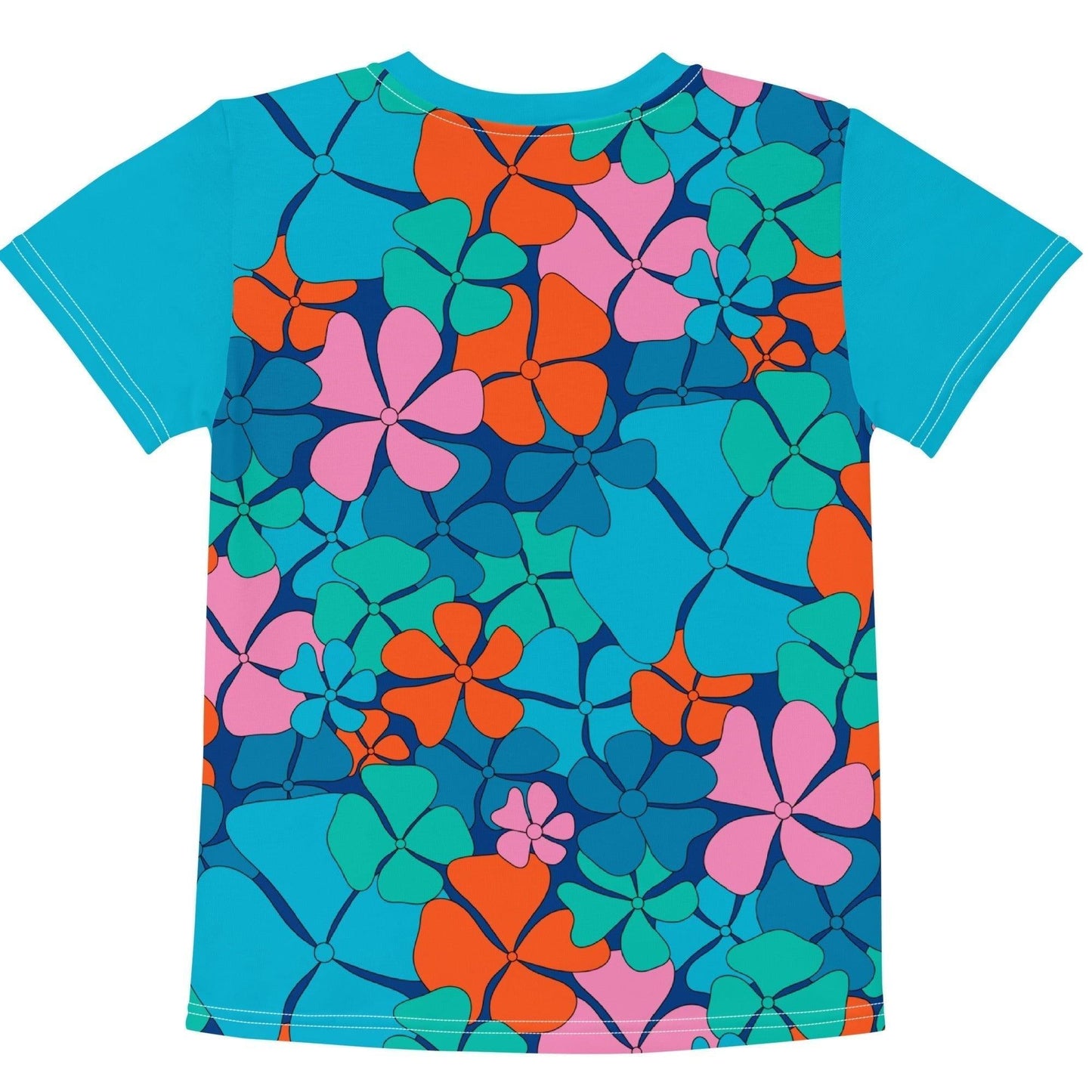 Kids' T-Shirt - ADELIE orange blue - Wild Floral Print