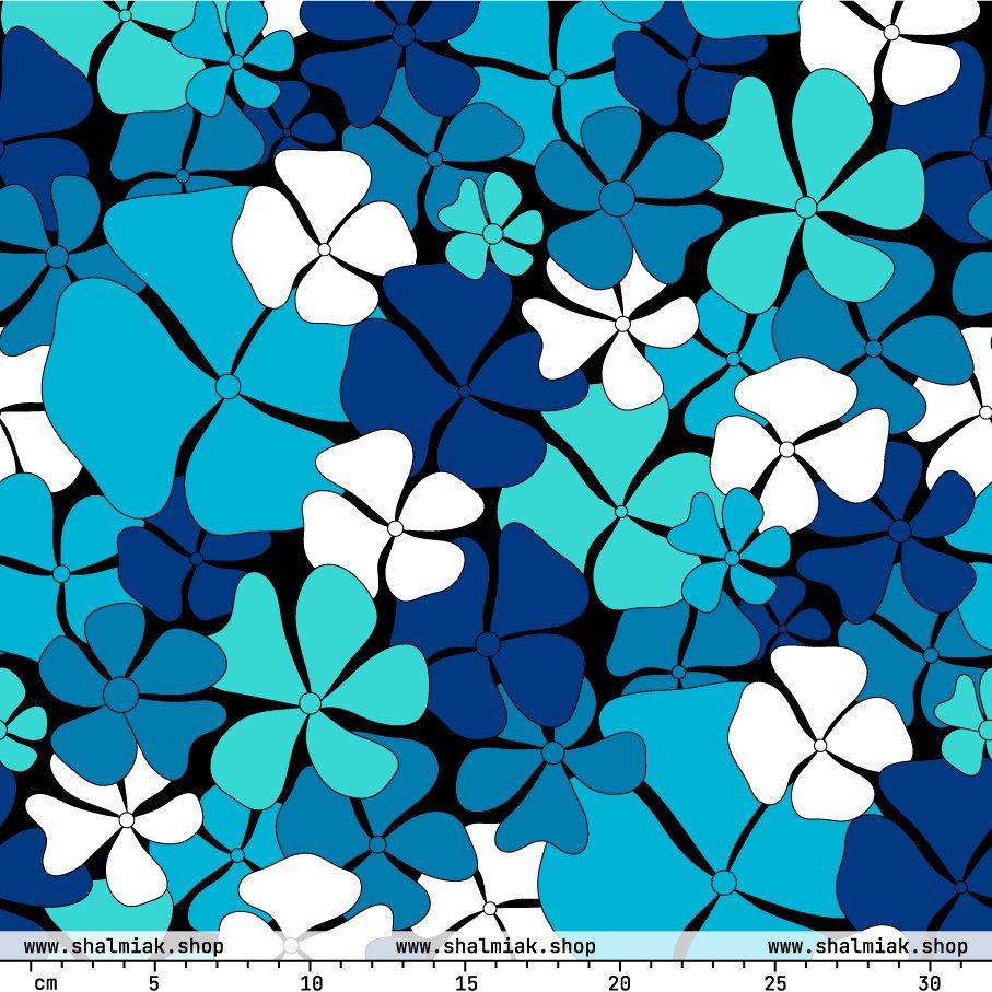 Fabric - ADELIE blue - Wild Floral Print