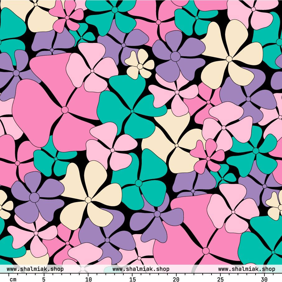 Fabric - ADELIE pink mint - Wild Floral Print