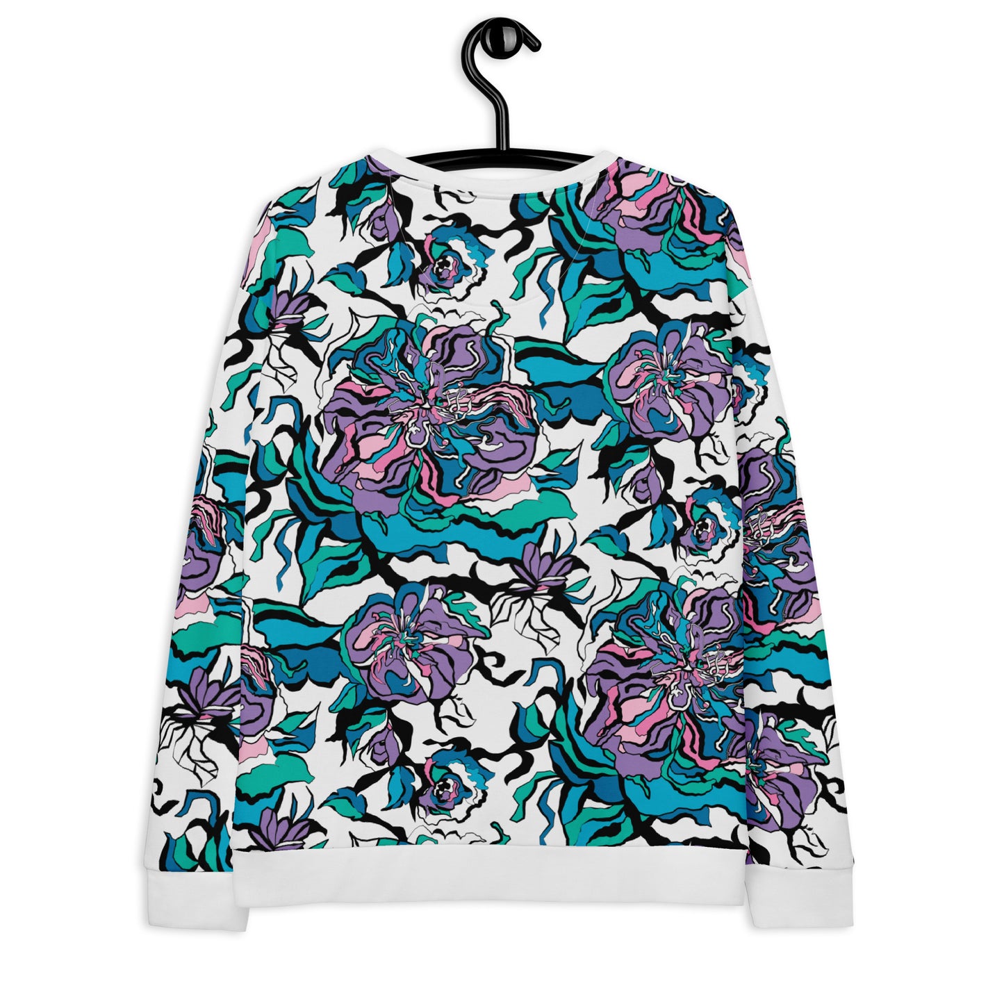 Sweatshirt - BLOOM RIOT blue white - Edgy floral print