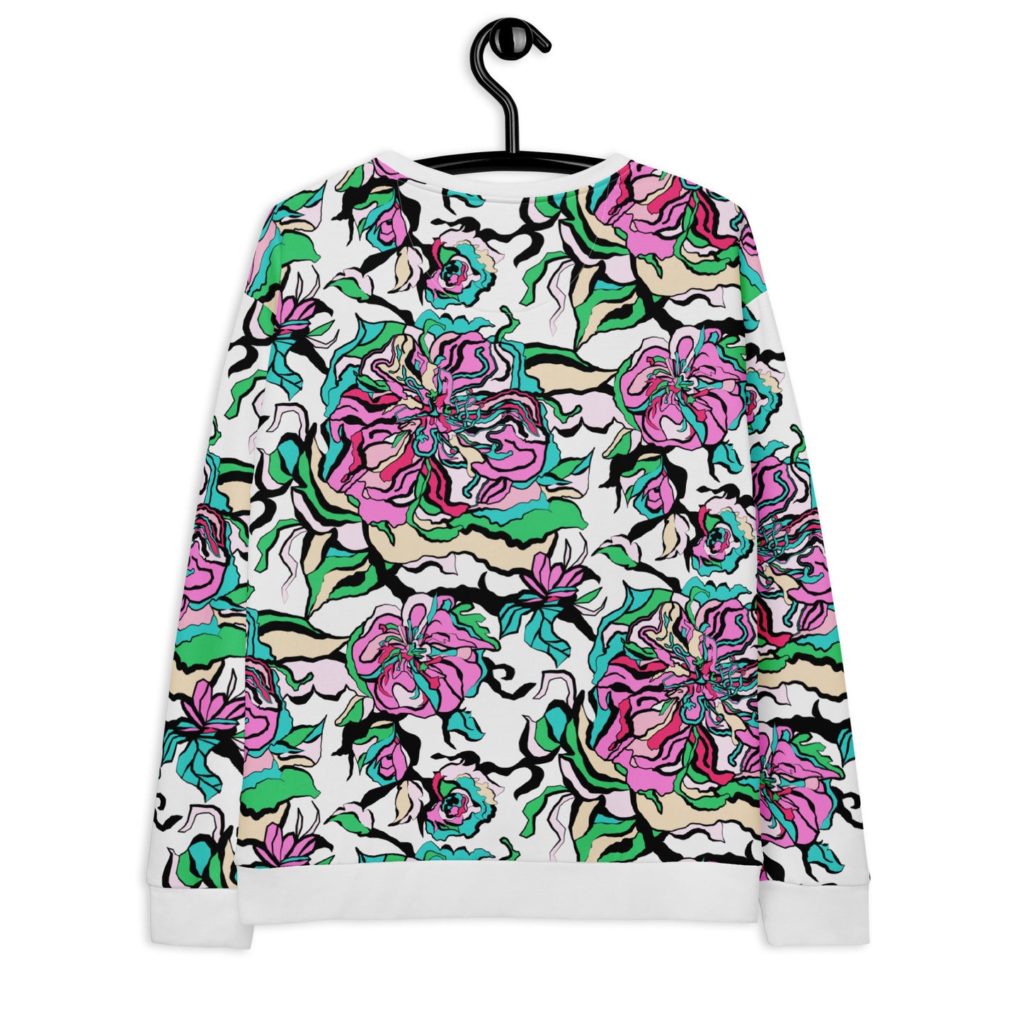 Sweatshirt - BLOOM RIOT pink white - Edgy floral print