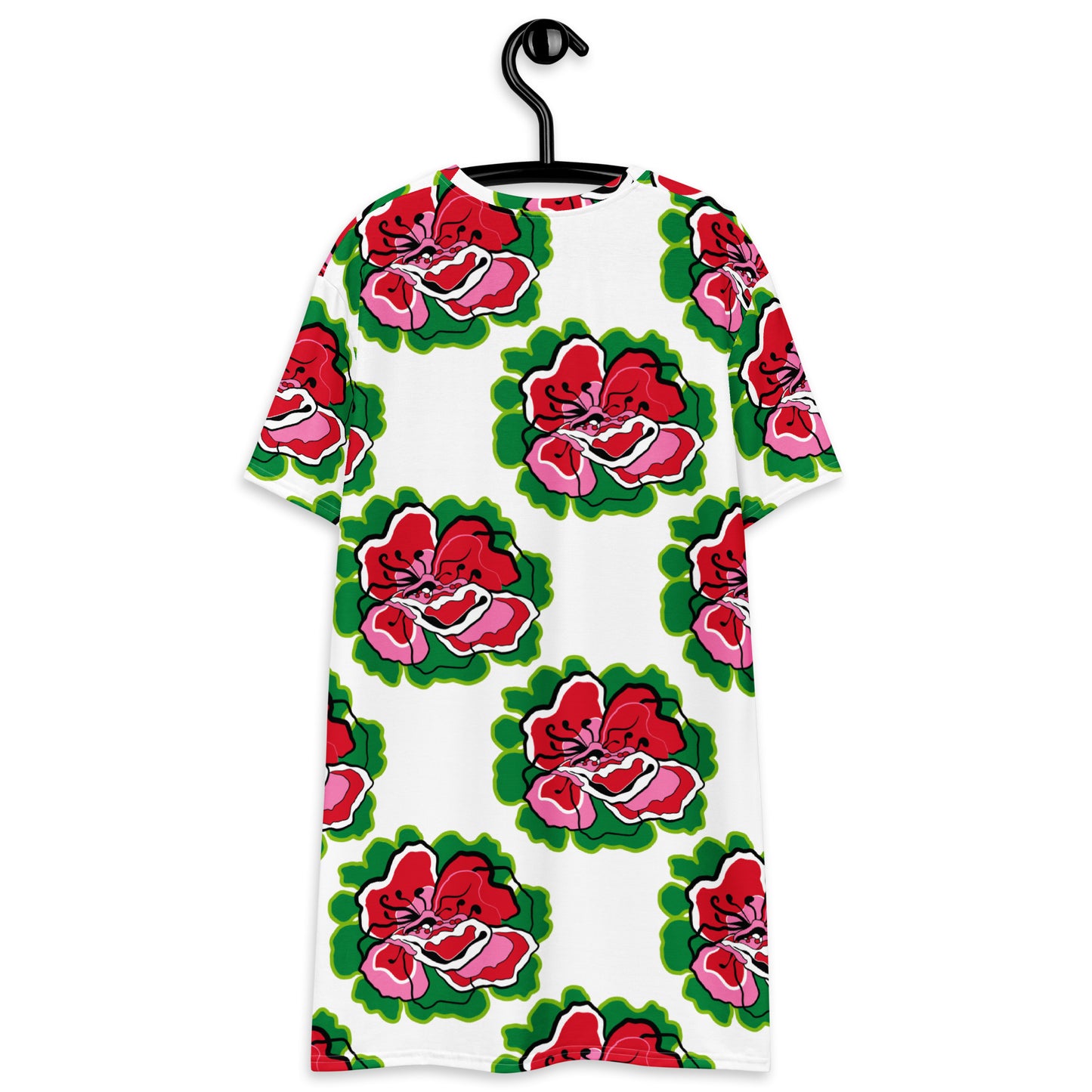 T-shirt dress - POPPY PARADE red white - Bold poppy print