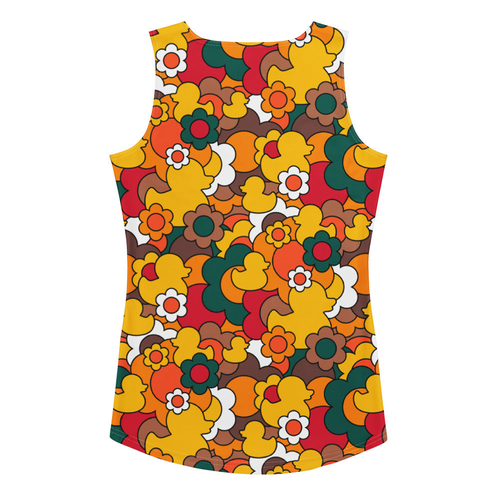 Tank top - DUCK PARADISE retro - Flower ducks print