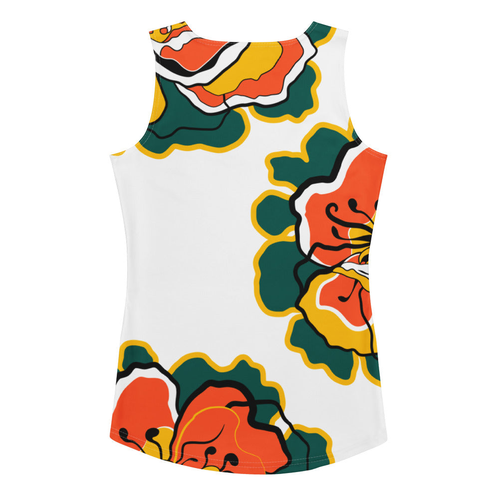 Tank top - POPPY PARADE retro white - Bold poppy print