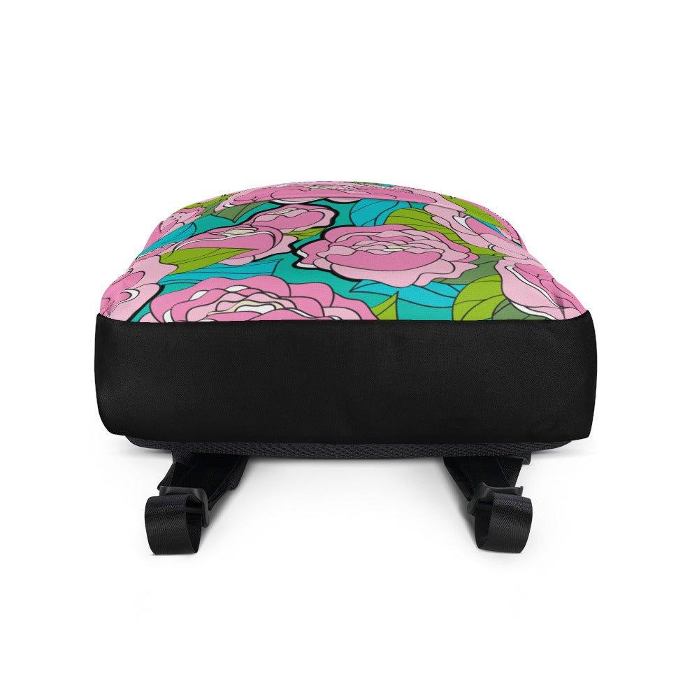 Backpack - BE MY ONLY pink turquoise - Bold Pink Peonies Print