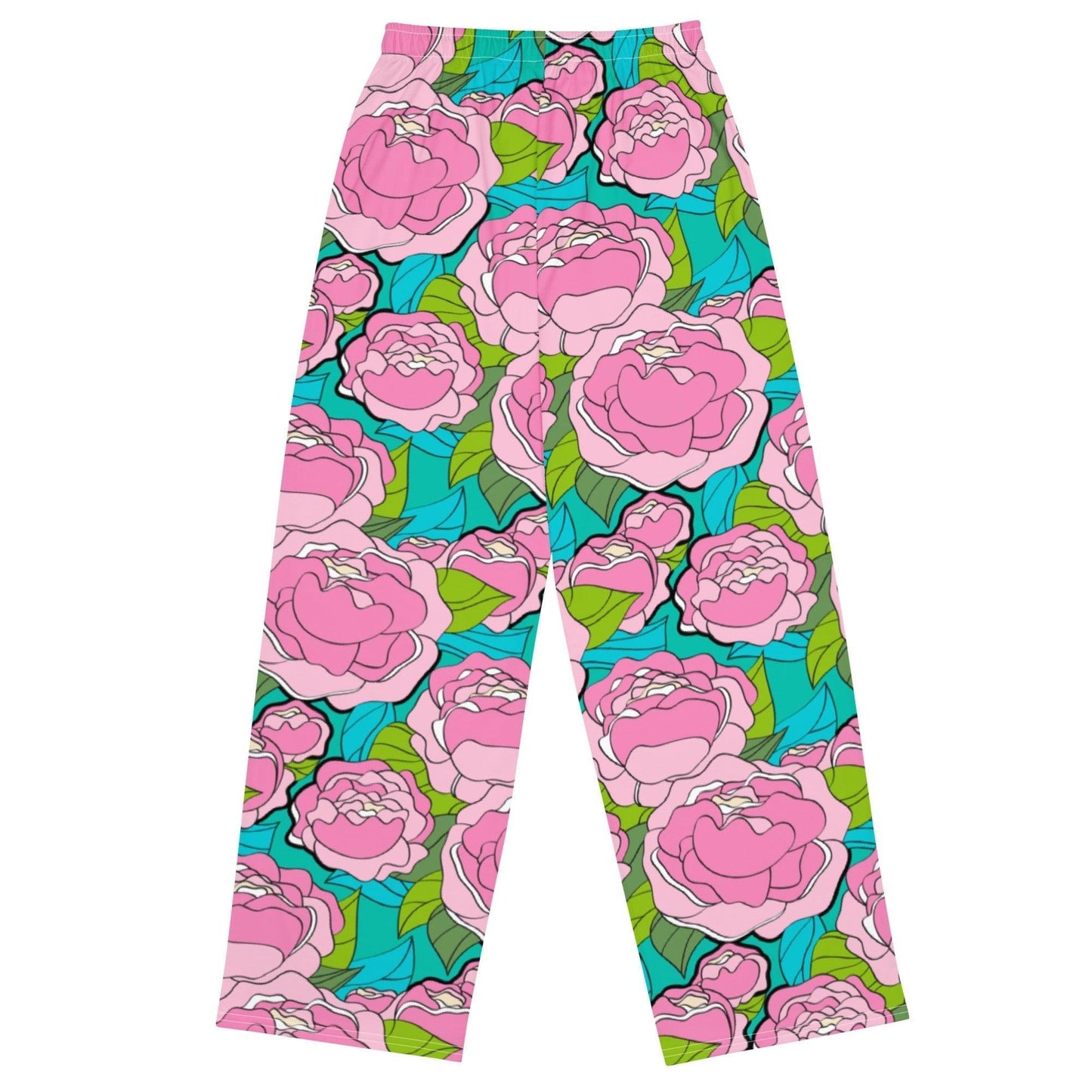 Pants - BE MY ONLY pink turquoise - Bold Pink Peonies Print