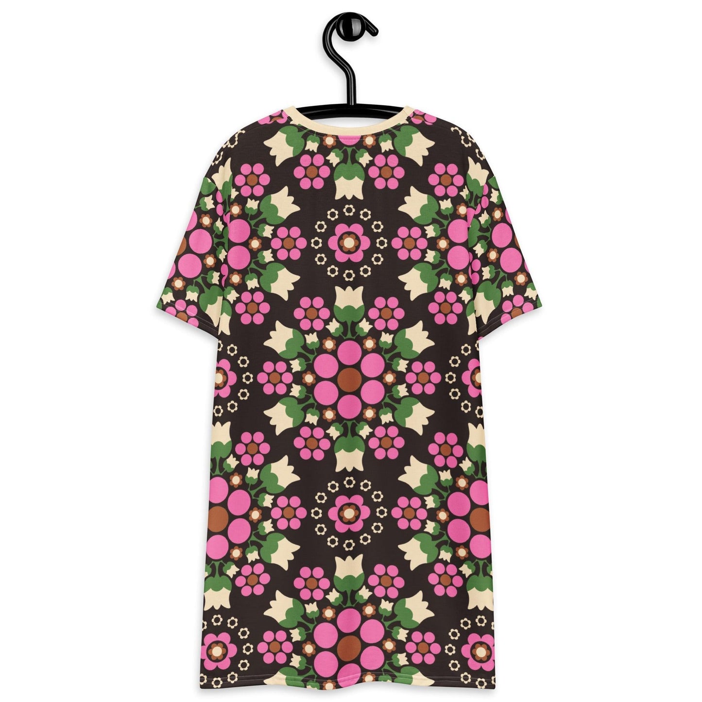 T-Shirt Dress - BERRY DANCE pink brown - Fresh Berries and Delicate Flowers