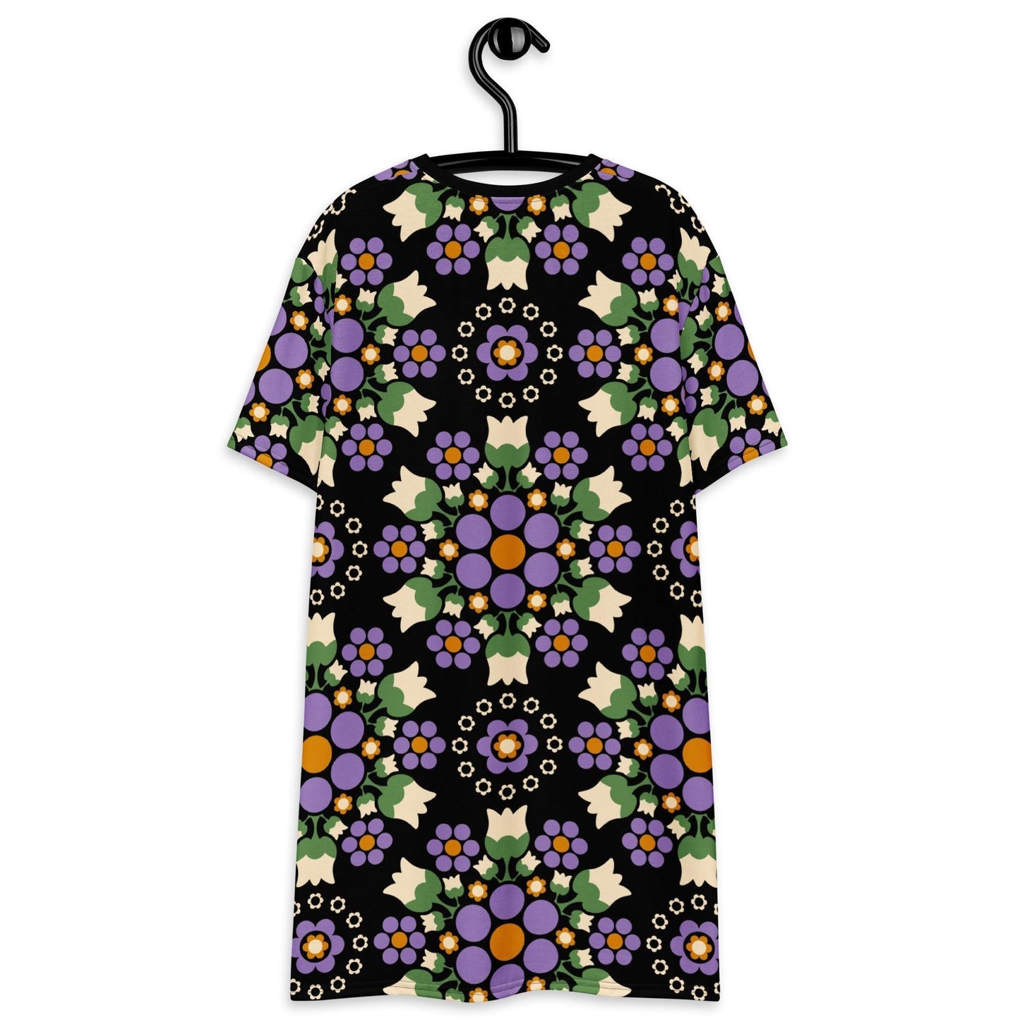T-Shirt Dress - BERRY DANCE purple black - Fresh Berries and Delicate Flowers