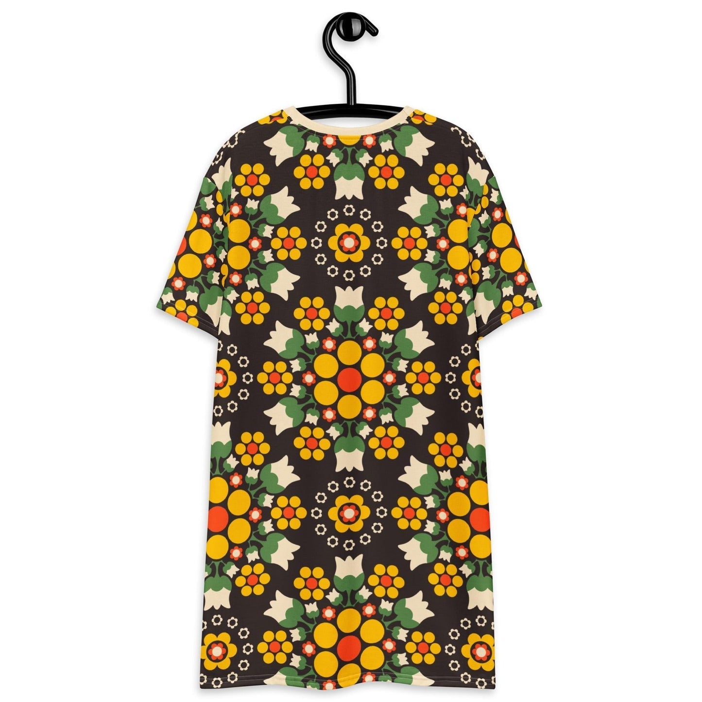 T-Shirt Dress - BERRY DANCE yellow brown - Fresh Berries and Delicate Flowers