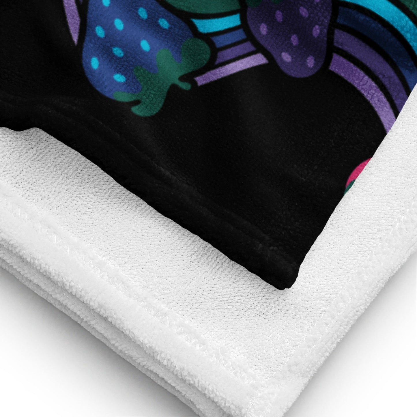 Towel - BERRYBOW black - Strawberry Rainbow Print