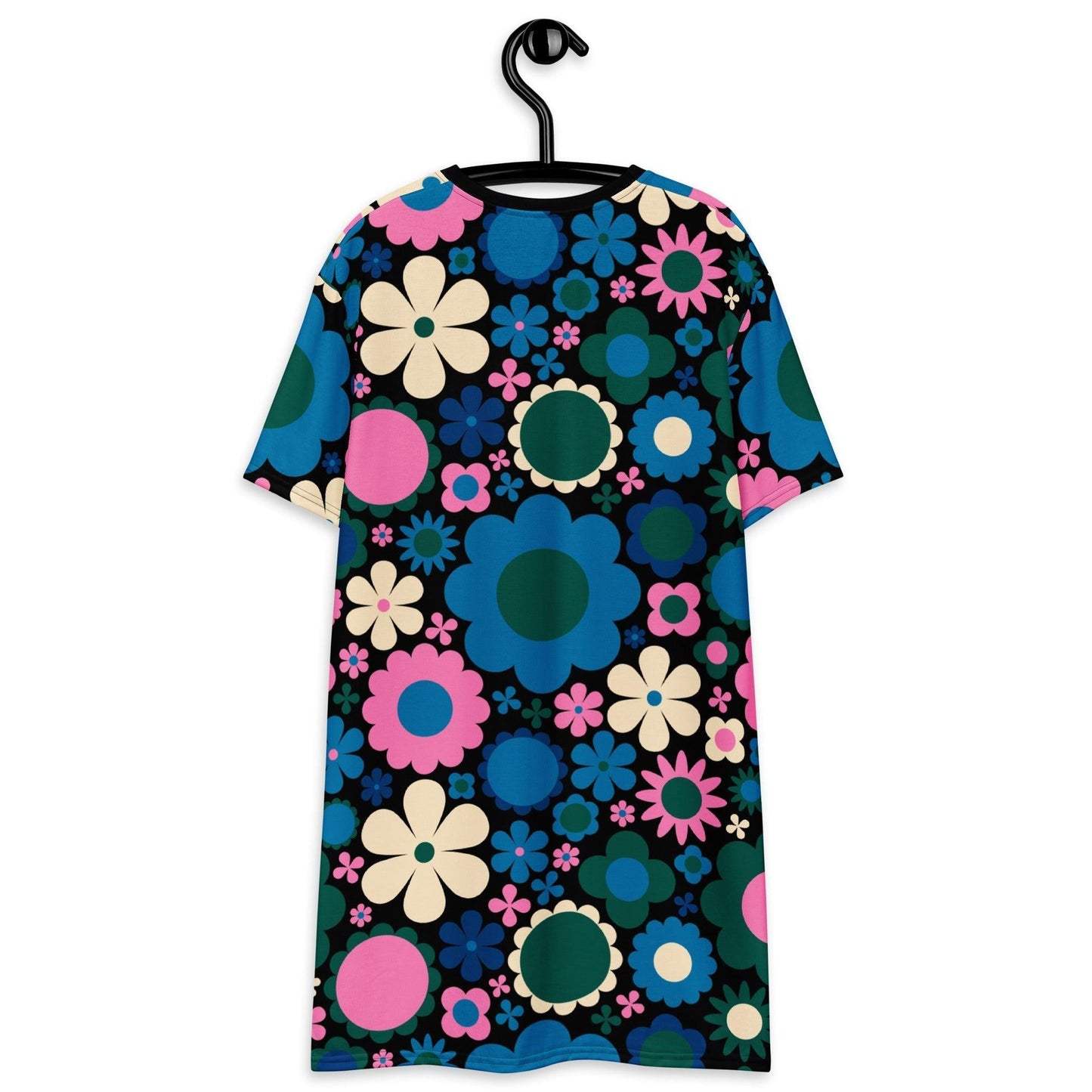 T-Shirt Dress - BLOOMPOP blue pink - Popping Bloom Print