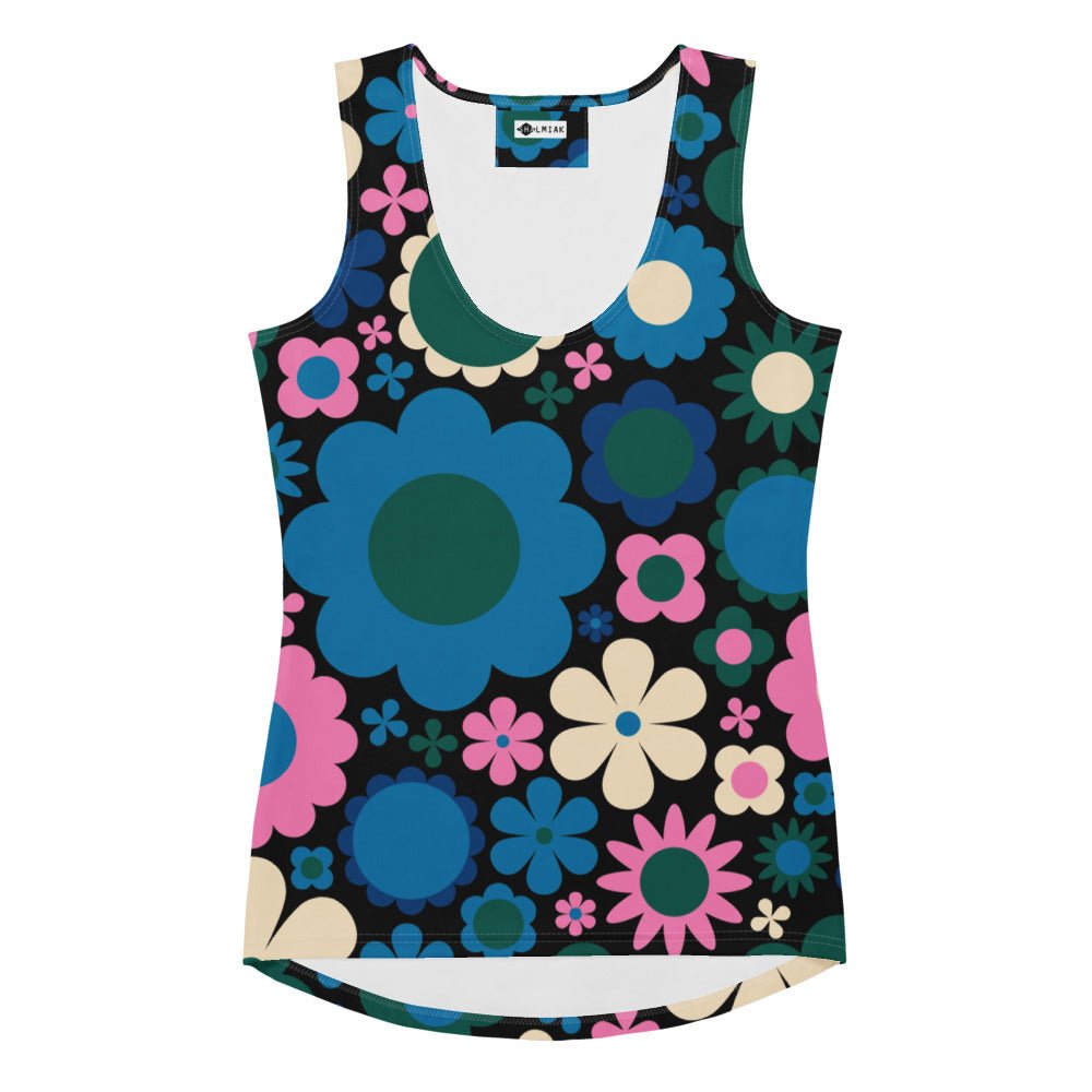 Tank Top - BLOOMPOP blue pink - Popping Bloom Print