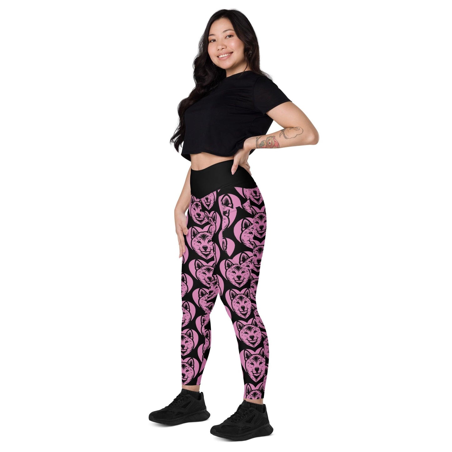 DOG BREED LEGGINGS with pockets - SHIBA INU - HERTTAHOUND - pink