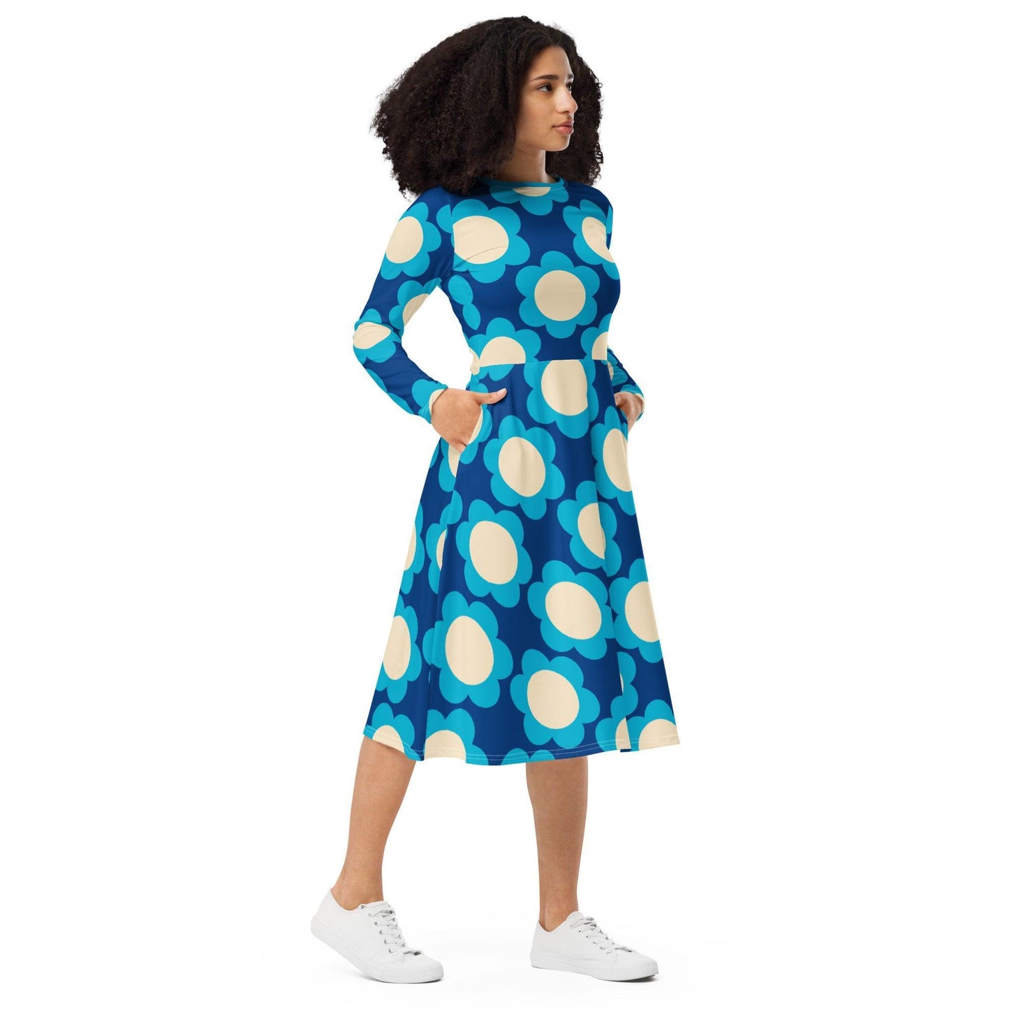 Midi Dress - ELLIE blue - Classic Flower Print