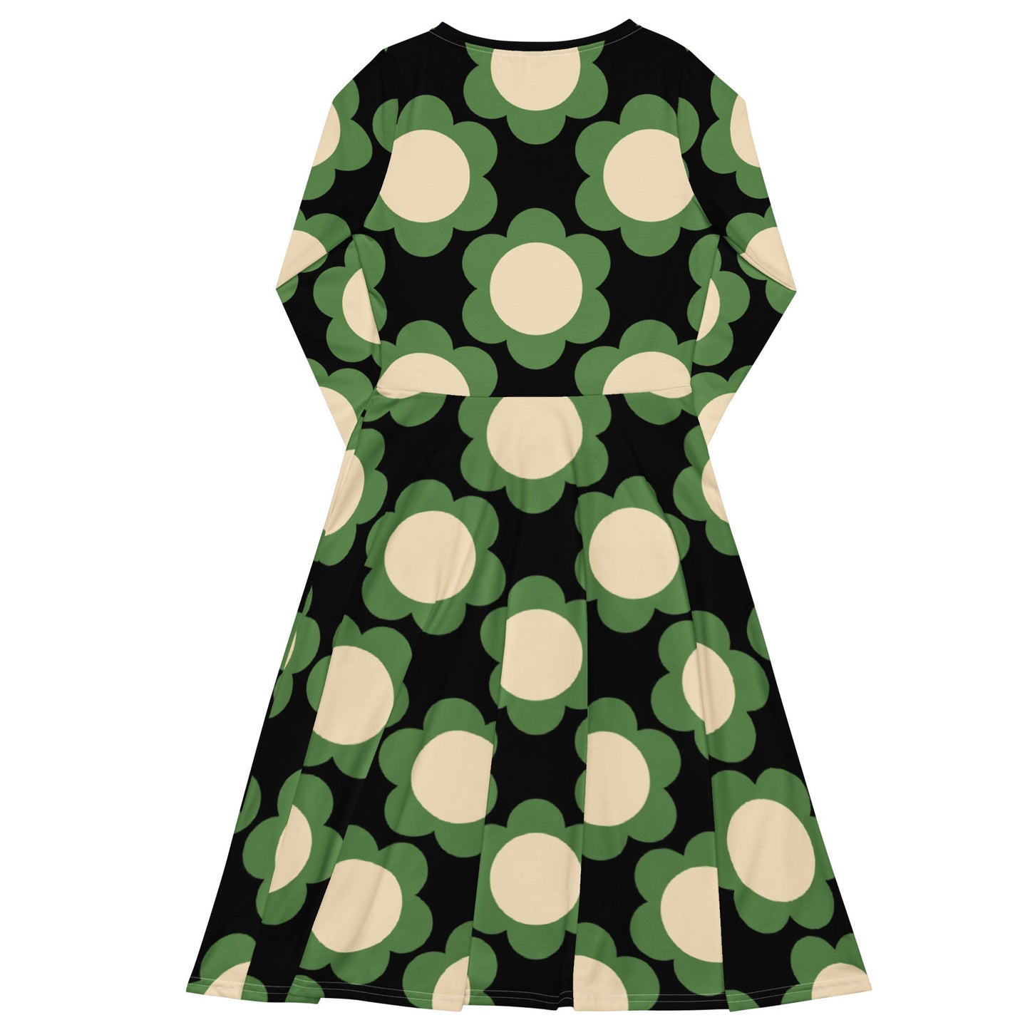 Midi Dress - ELLIE green black - Classic Flower Print