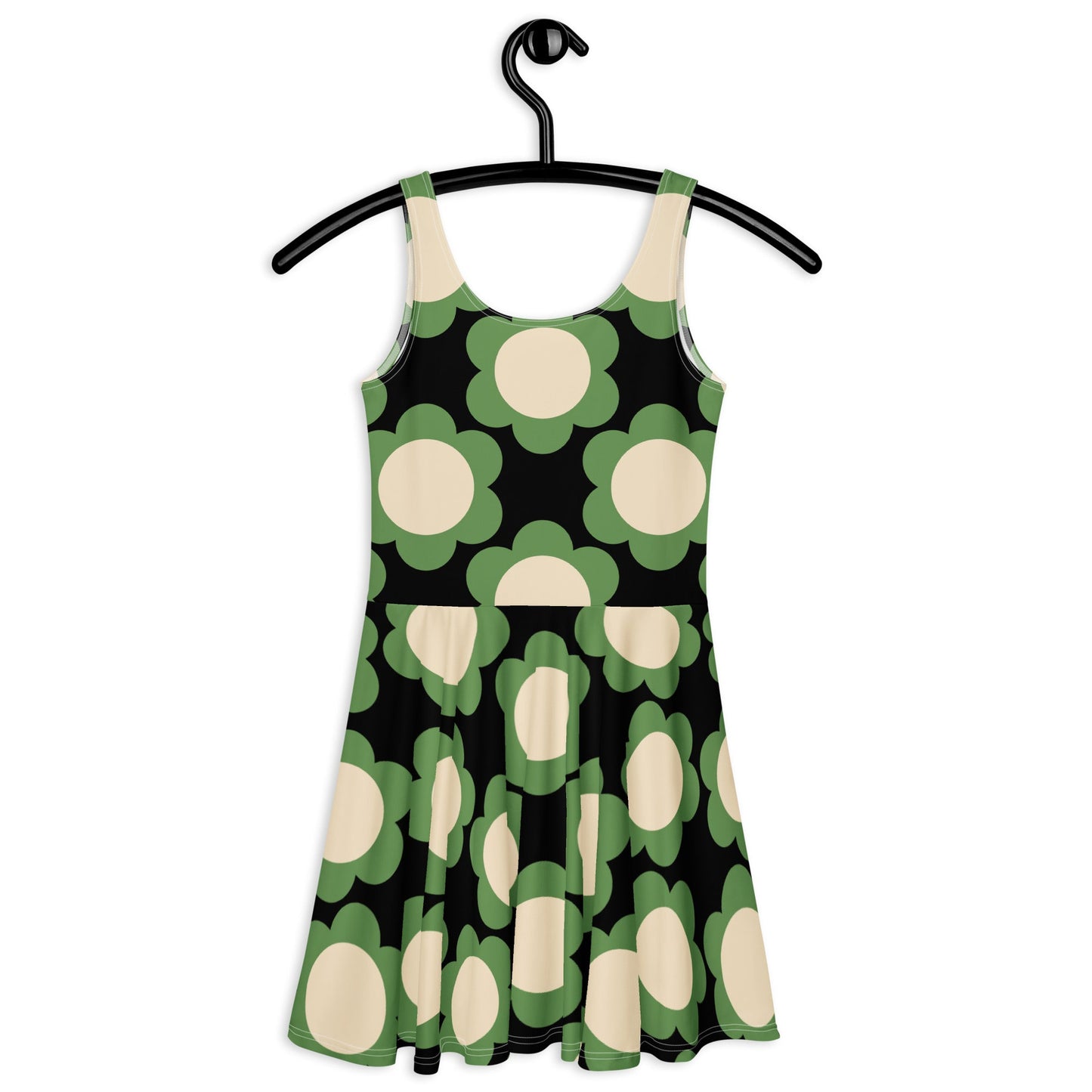 Skater Dress - ELLIE green black - Classic Flower Print