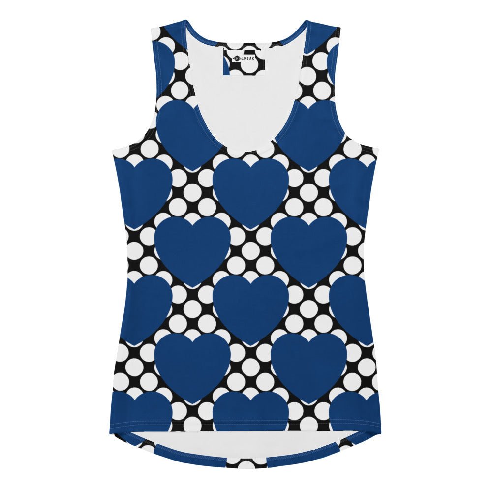 Tank Top - ELLIE LOVE DOT blue black - Bold Heart Print