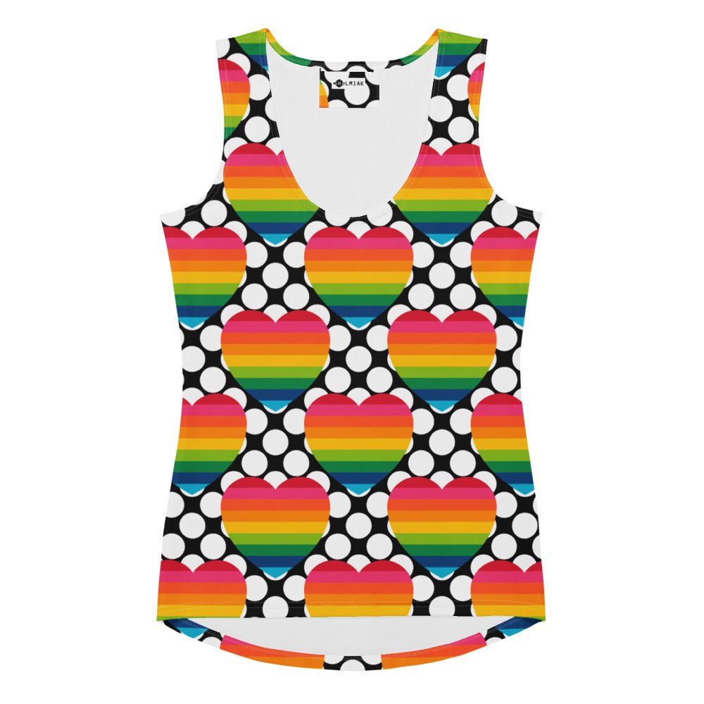 Tank Top - ELLIE LOVE DOT rainbow - Bold Heart Print