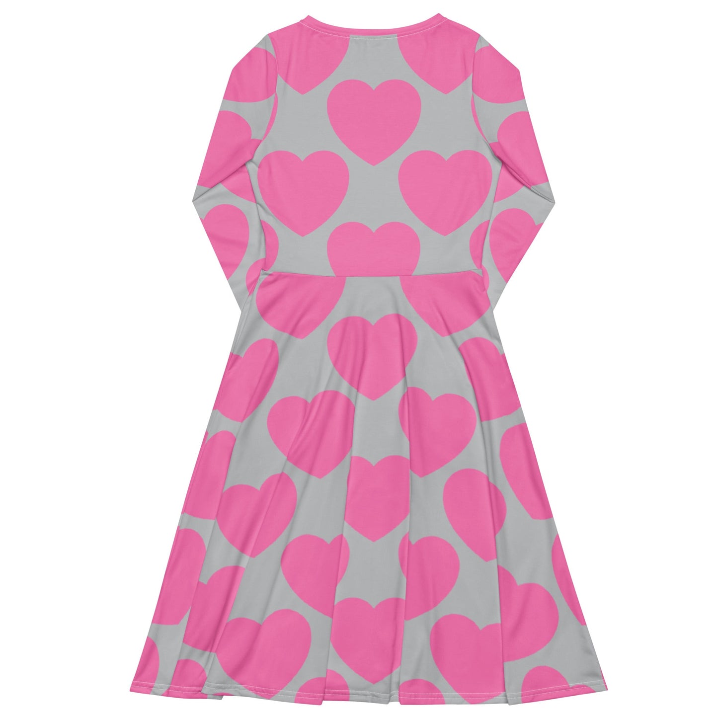 Midi Dress - ELLIE LOVE pink grey - Bold Heart Print