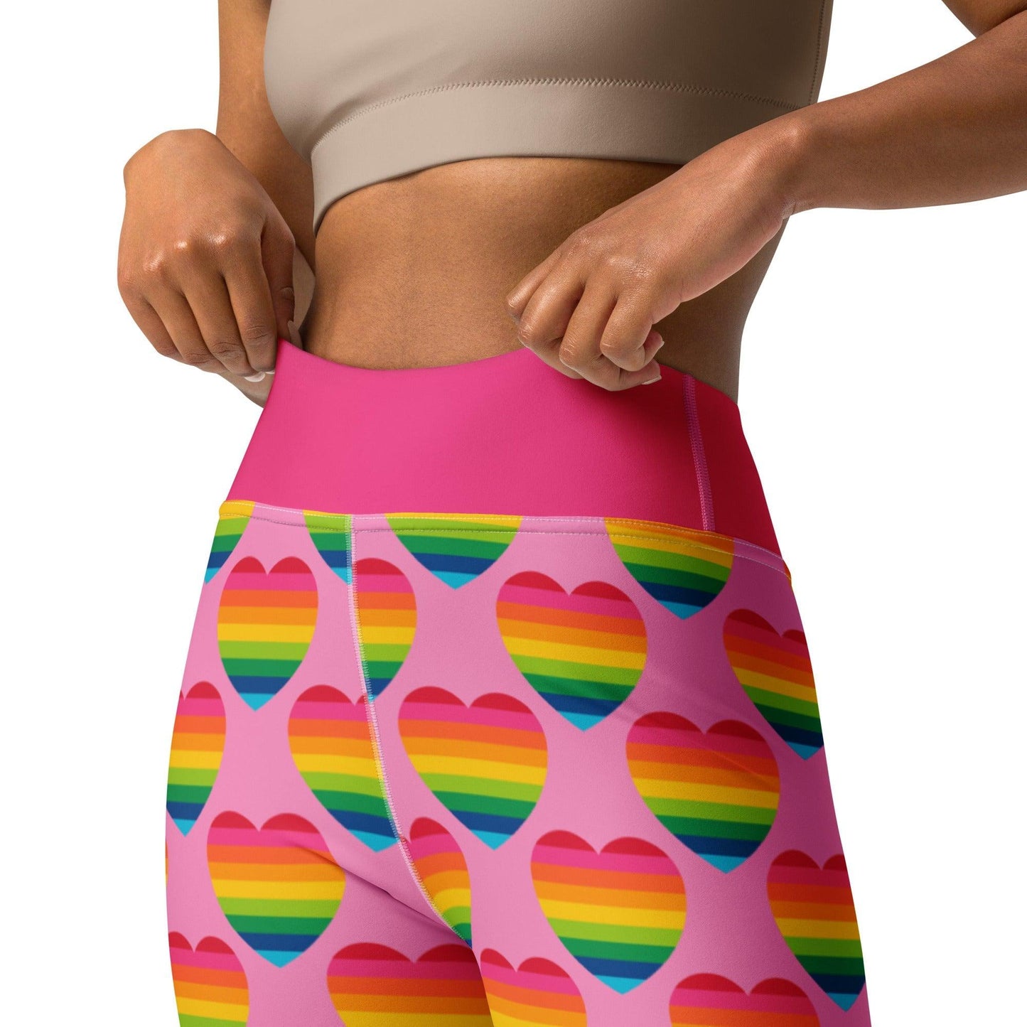 Yoga Leggings -2- ELLIE LOVE rainbow pink - Bold Heart Print