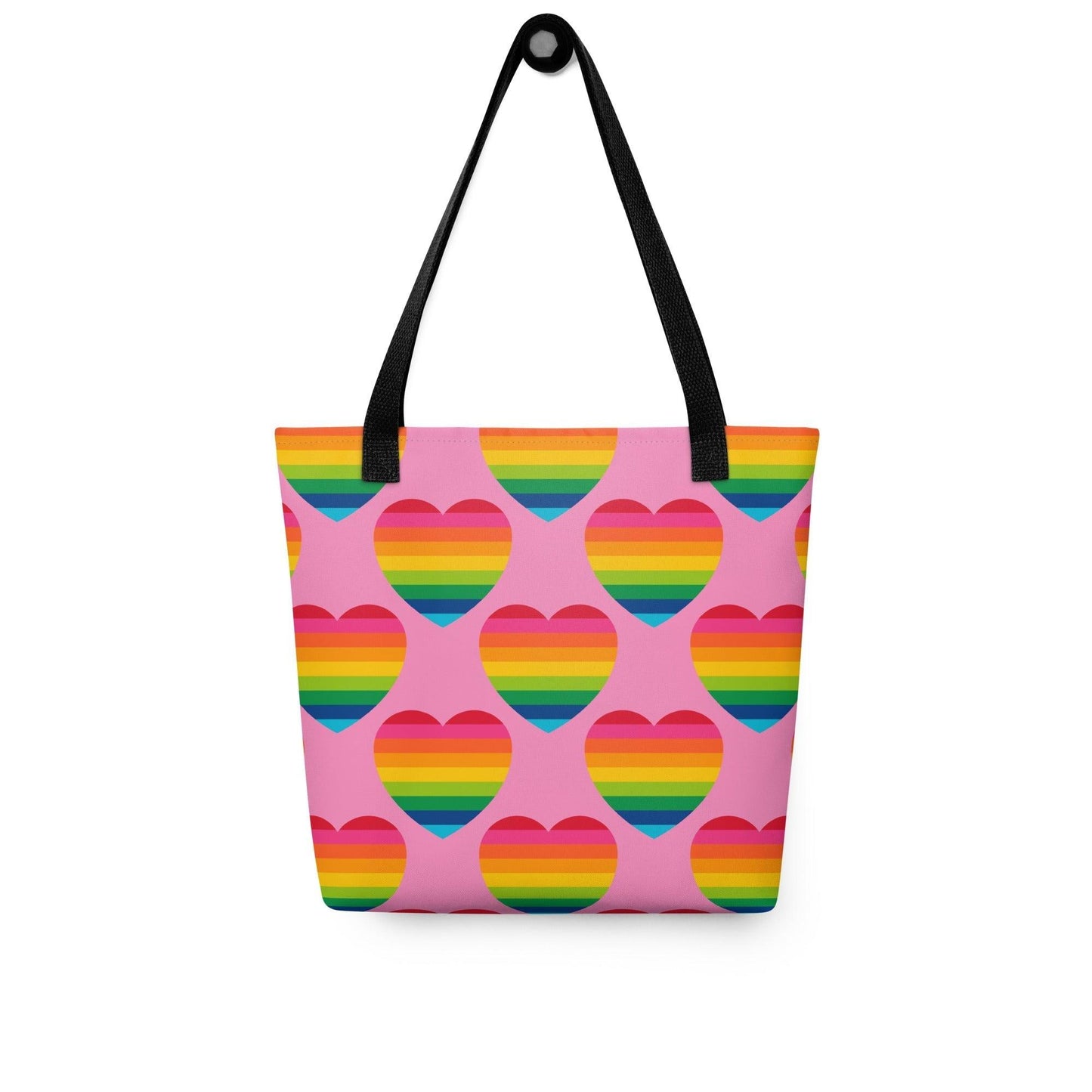 Tote Bag - ELLIE LOVE rainbow pink - Bold Heart Print
