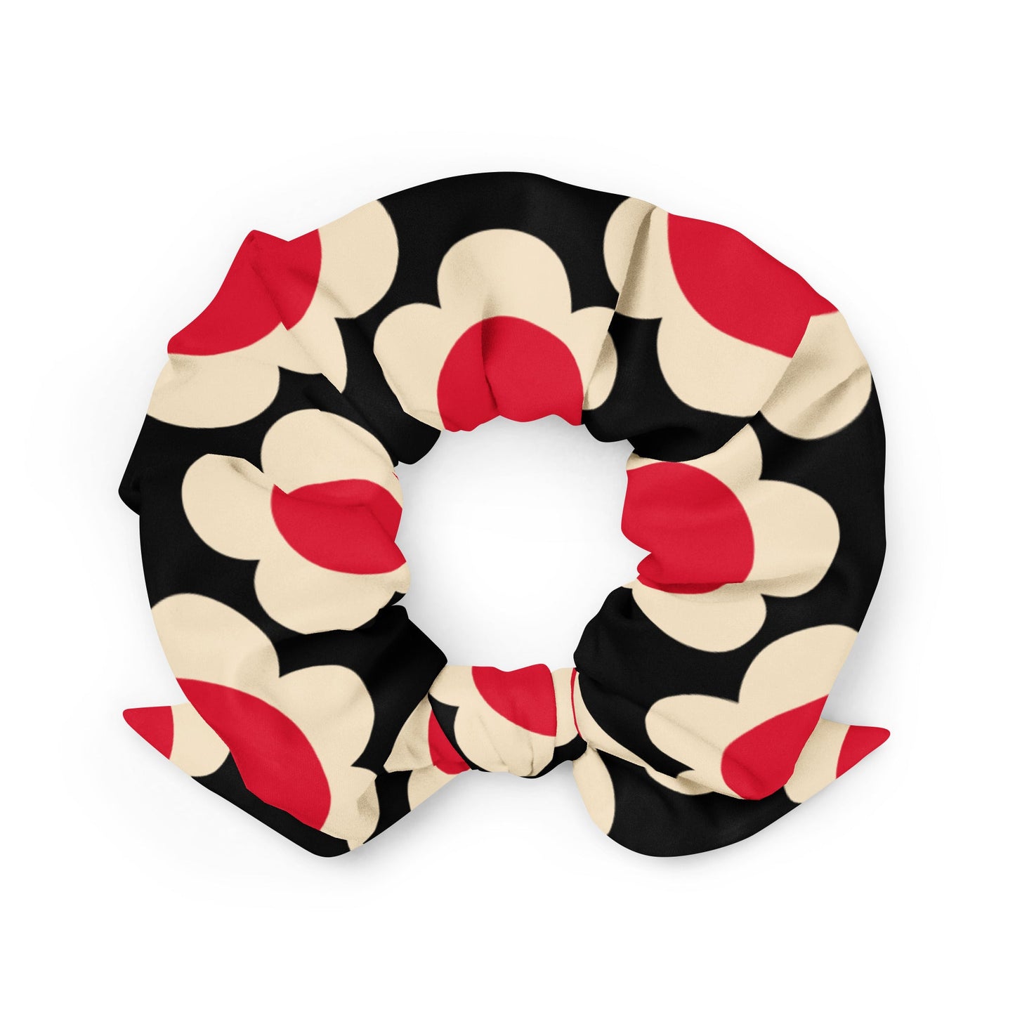 Scrunchie - ELLIE red black - Classic Flower Print