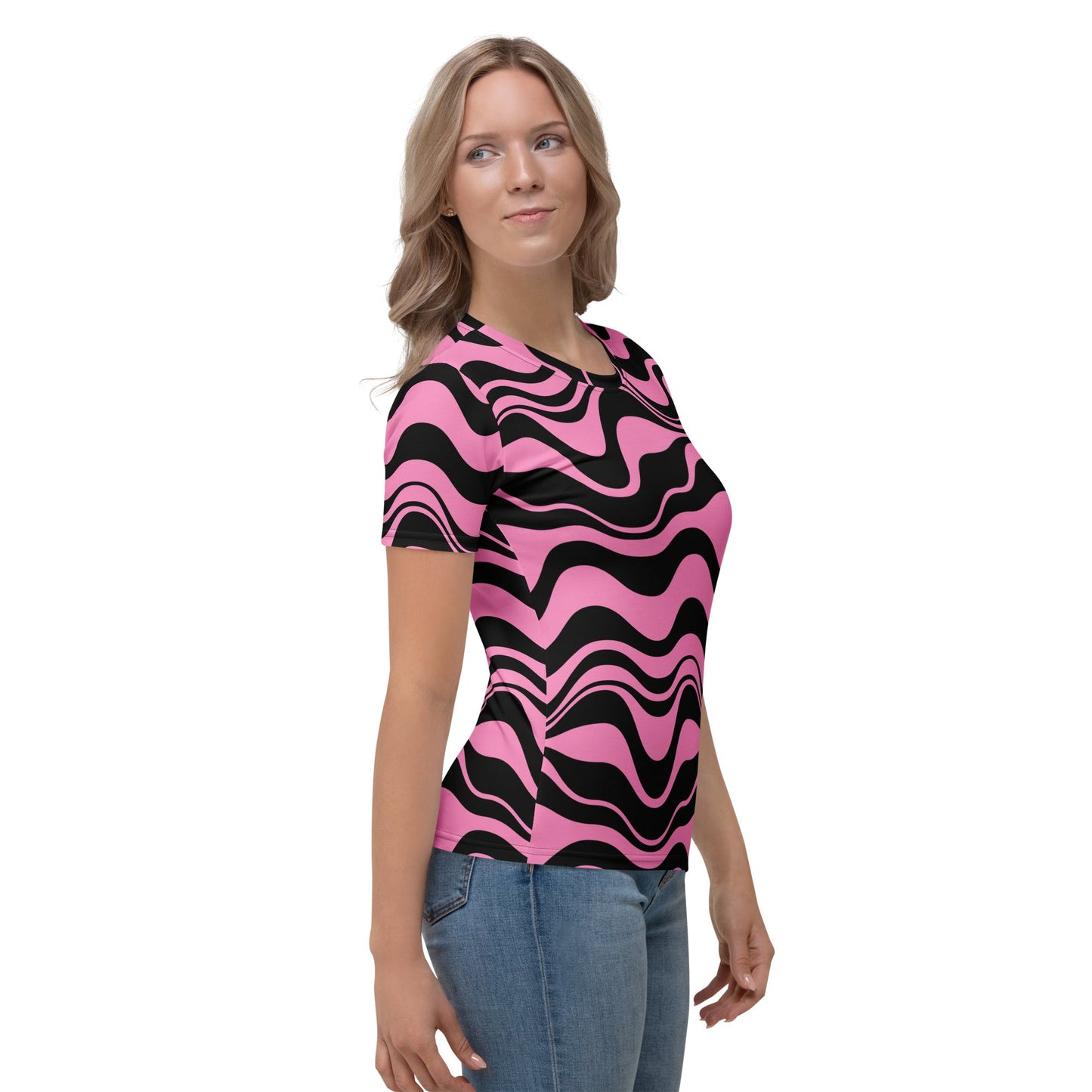 Woman's T-Shirt - ENERGY WAVES pink black