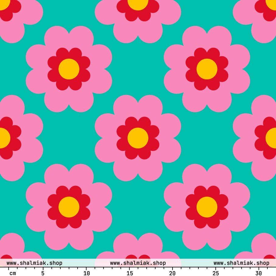 Fabric - FANCY BLOOM pink mint