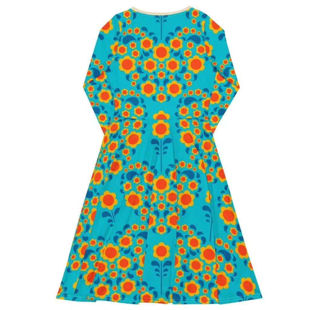 Midi Dress - HEARTBEAT orange blue