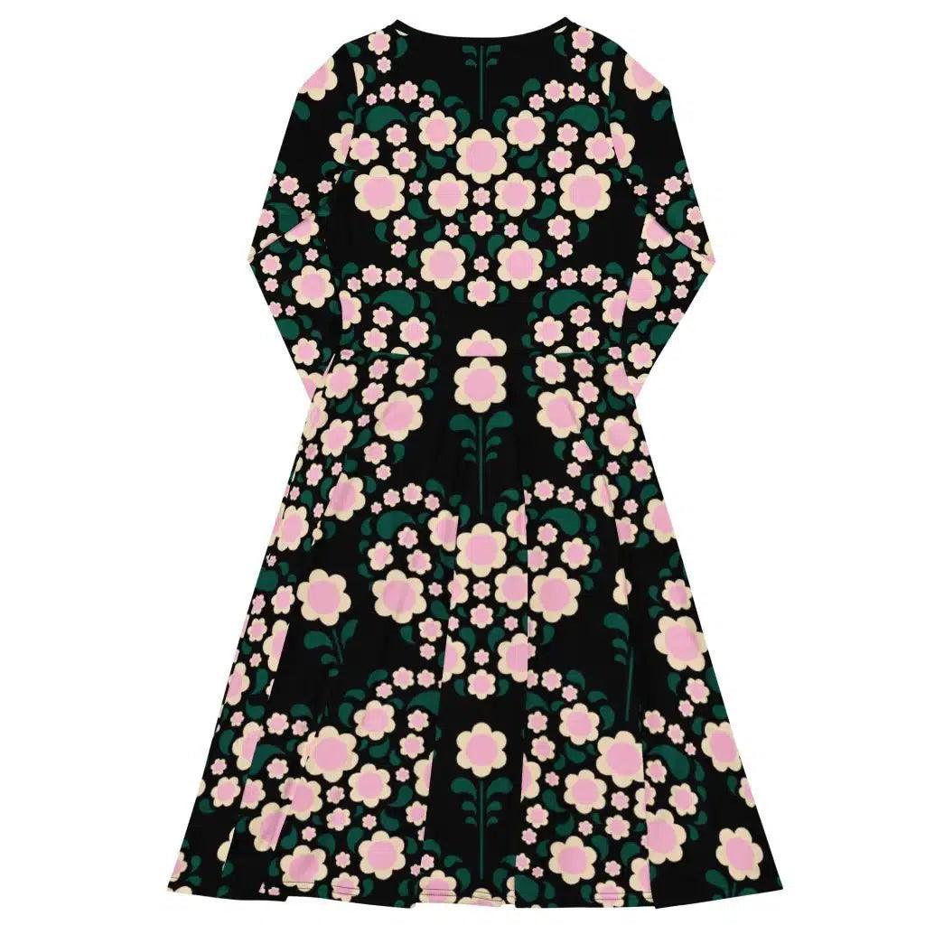 Midi Dress - HEARTBEAT pink black