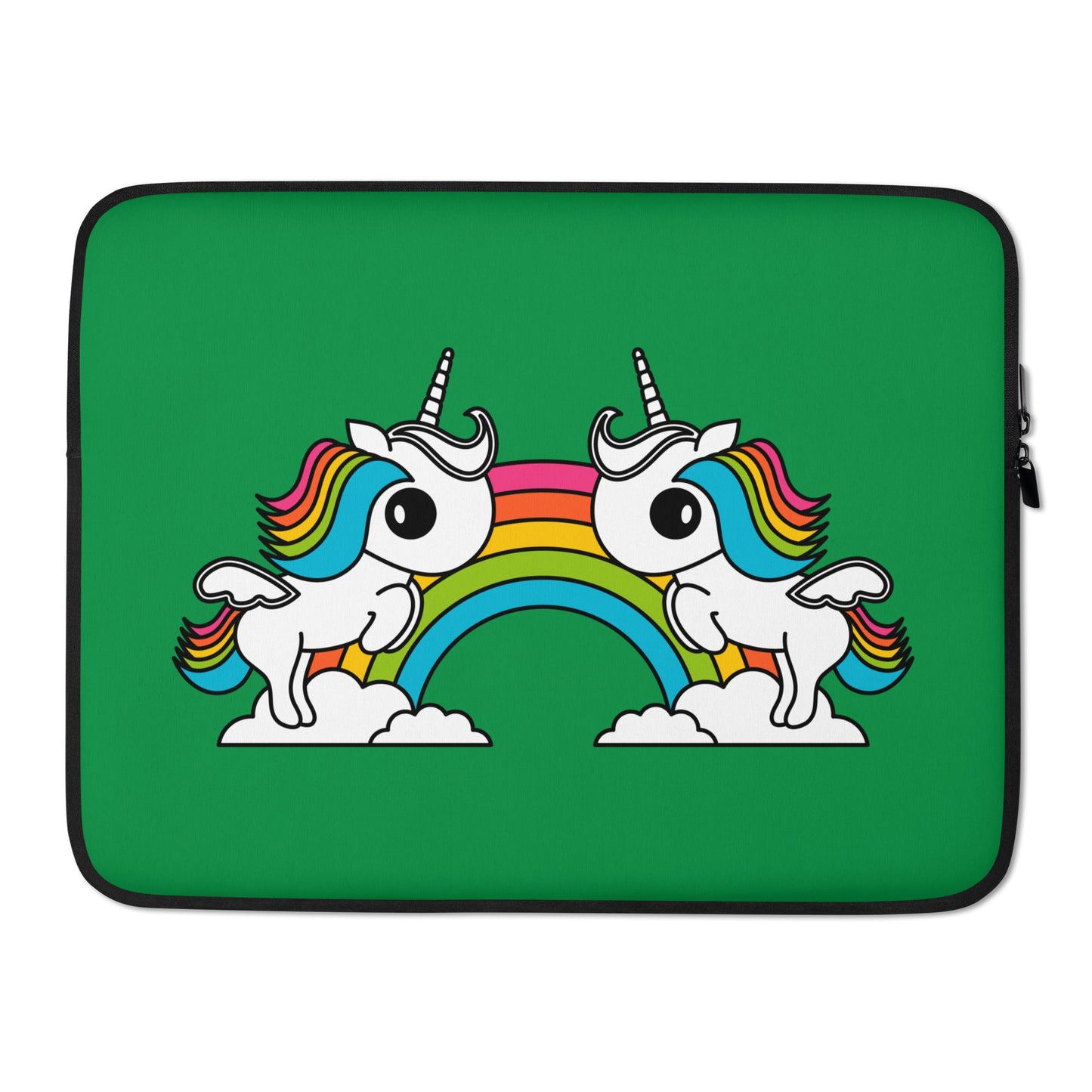 Laptop Sleeve - UNIQUE green - Unicorns and rainbows