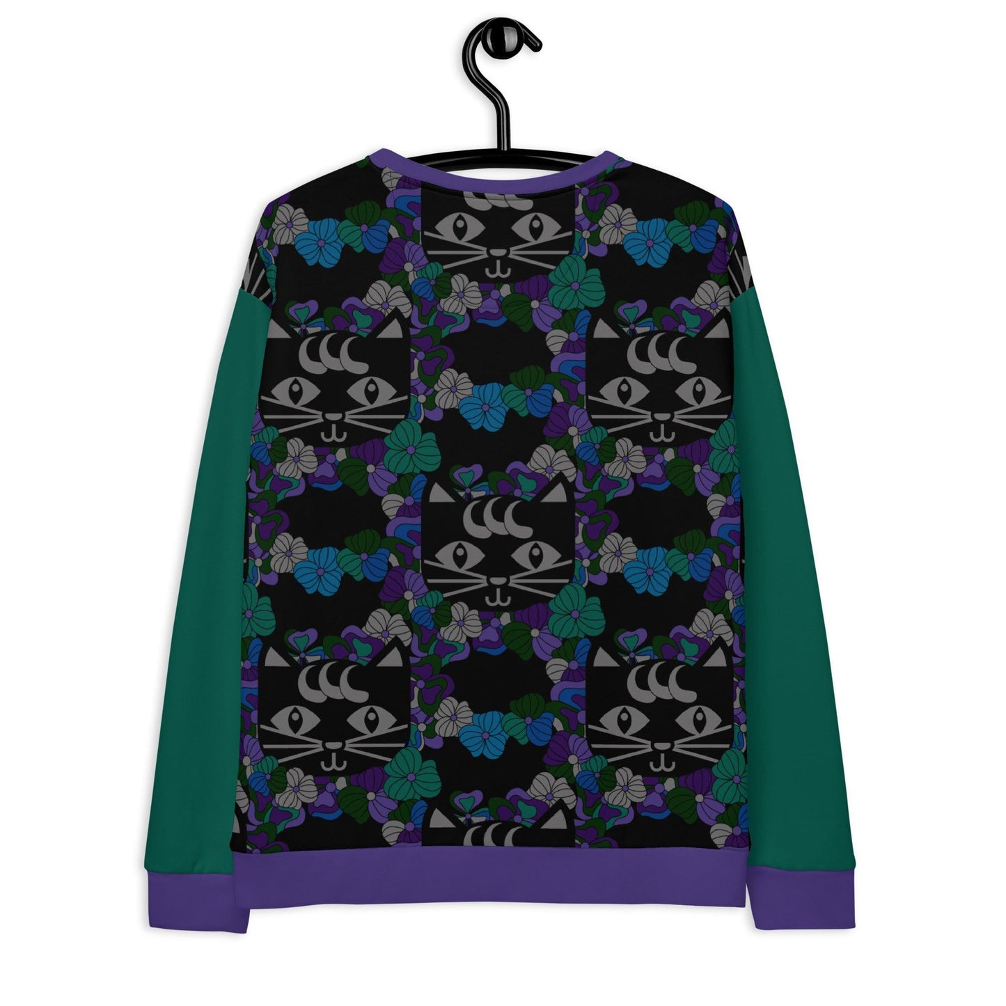 Sweatshirt - MAGICAT mystic - Black cats and flowers print