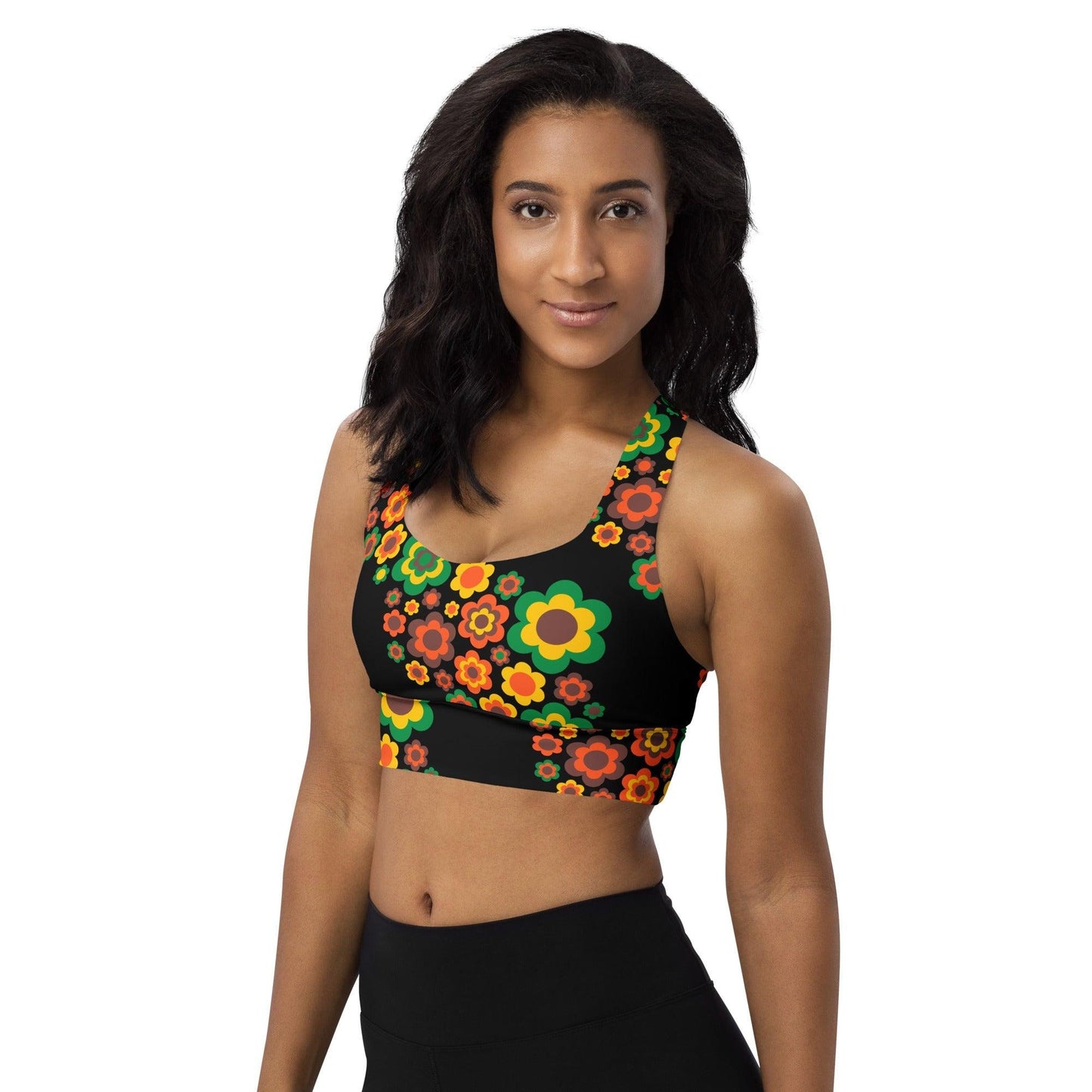 Sports bra - FLORA FOREVER retro - Floating flower print