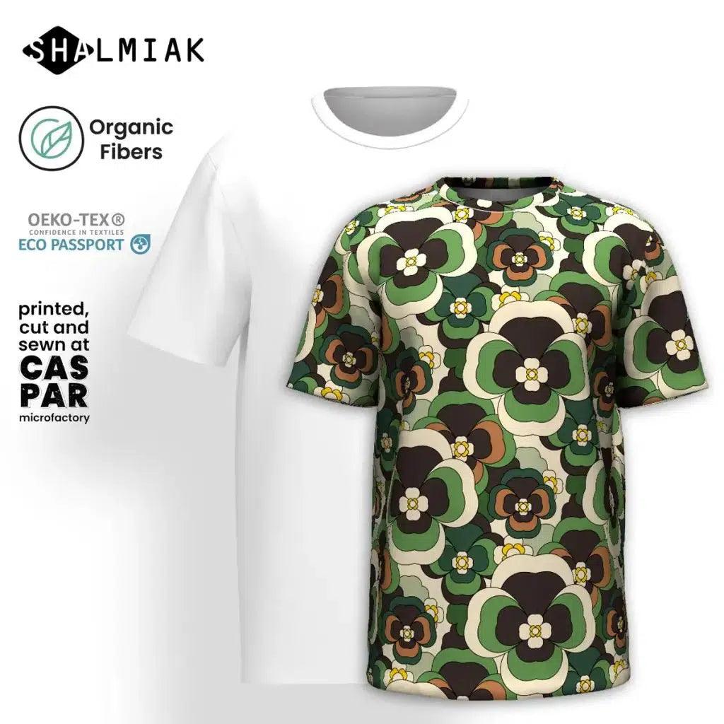Organic Cotton T-Shirt - PANSY FANTASY green