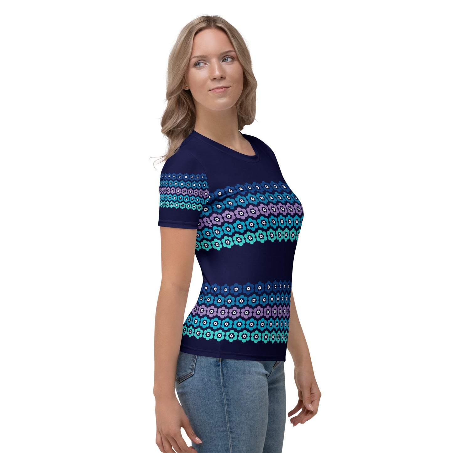 Woman's T-Shirt - PEACOCK BLOOM mystic blue