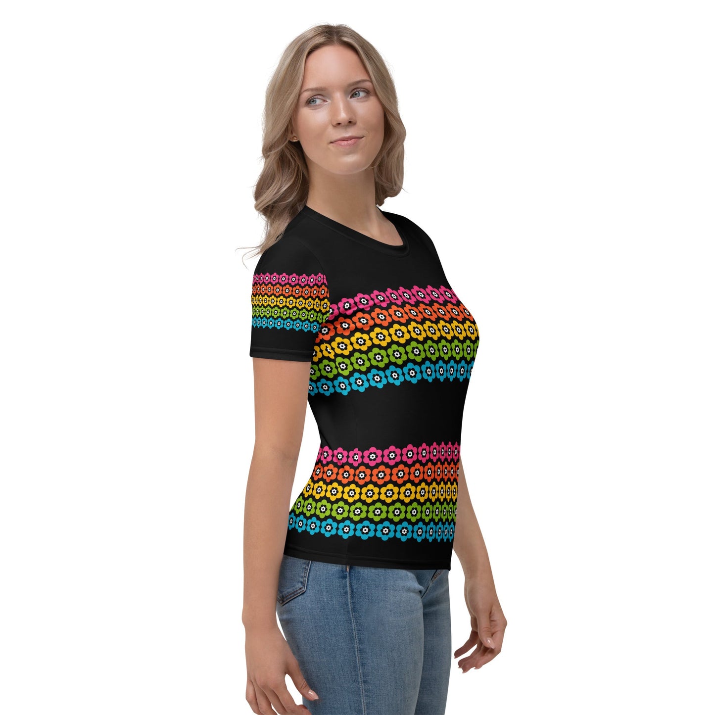 Woman's T-Shirt - PEACOCK BLOOM rainbow