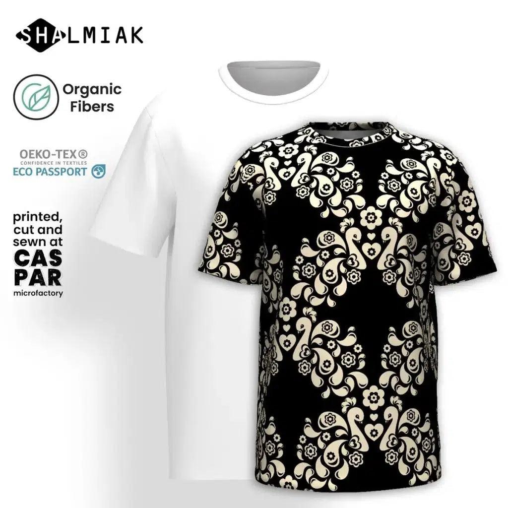Organic Cotton T-Shirt - PEACOCK LOVE black