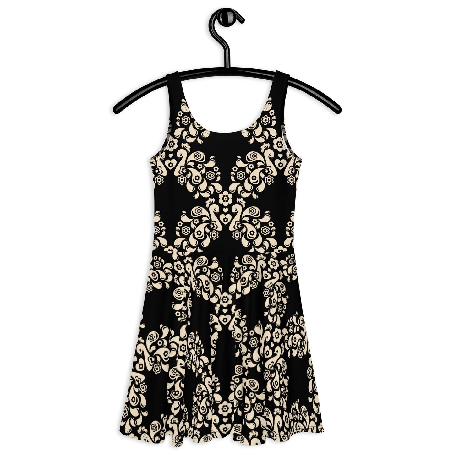 Skater Dress - PEACOCK LOVE black