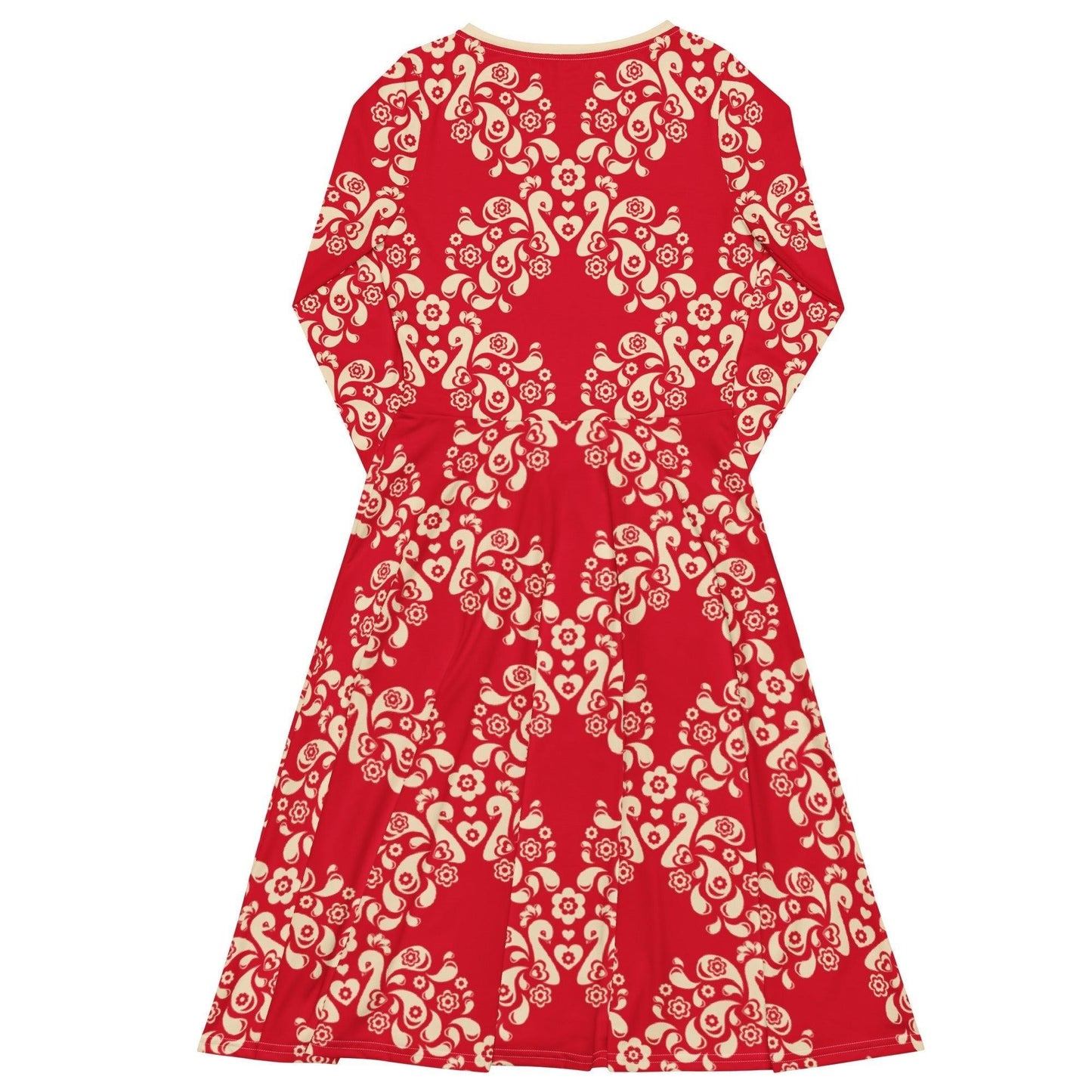 Midi Dress - PEACOCK LOVE red