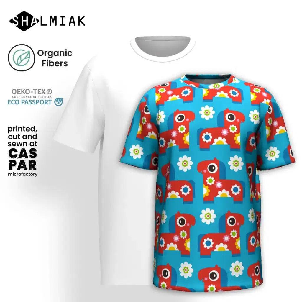 Organic Cotton T-Shirt - PONY BLOOM turquoise