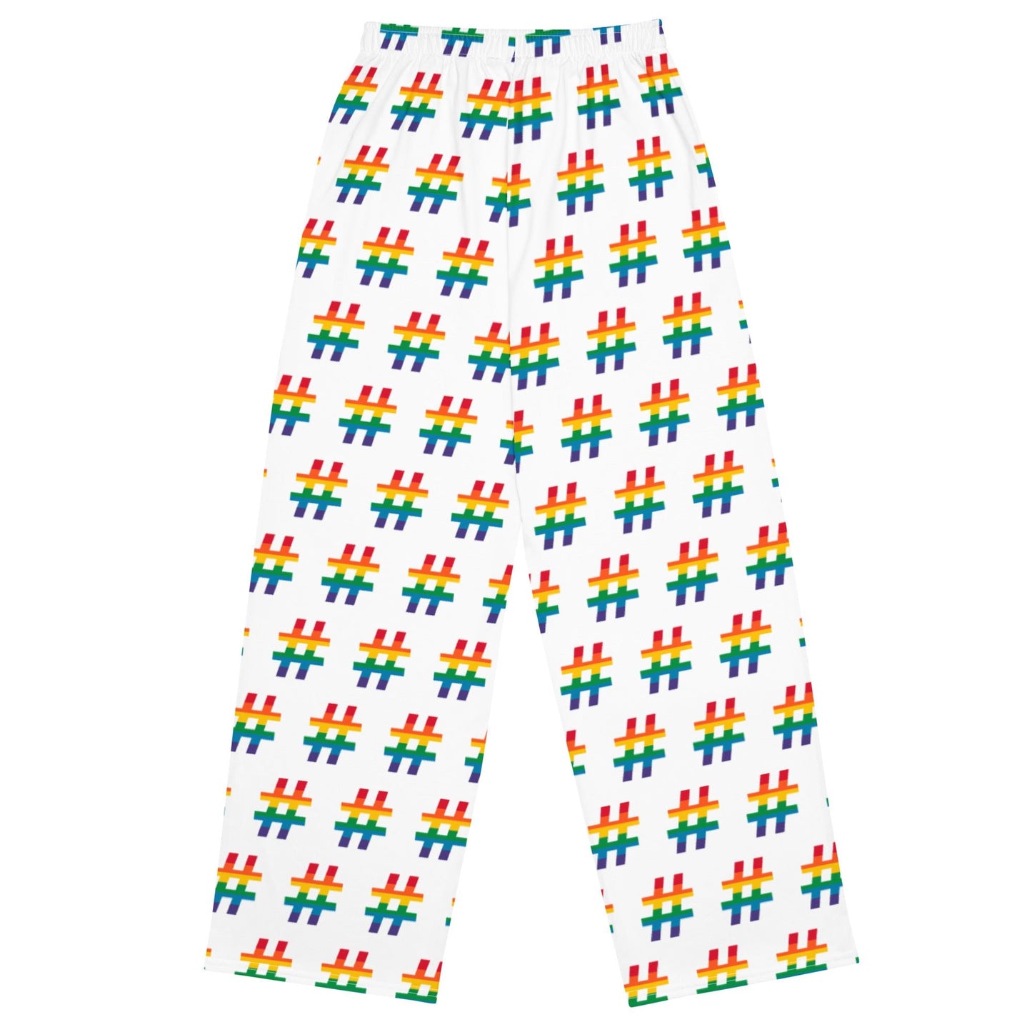 Pants - #RAINBOW white - Colorful Hashtag Print
