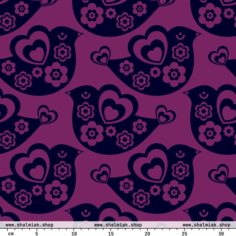 Fabric - TWEET LOVE plum