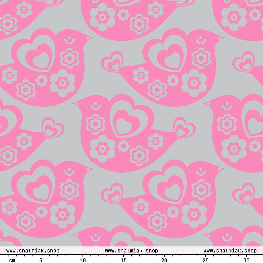 Fabric - TWEET LOVE pink grey
