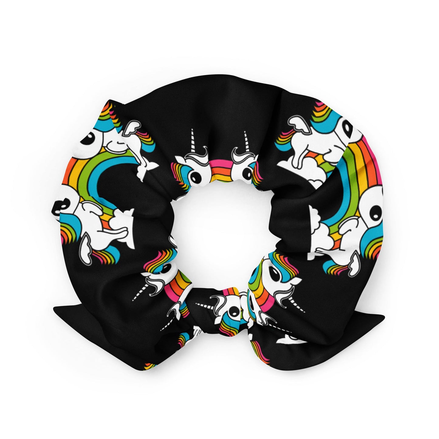 Scrunchie - UNIQUE black - Unicorns and rainbows