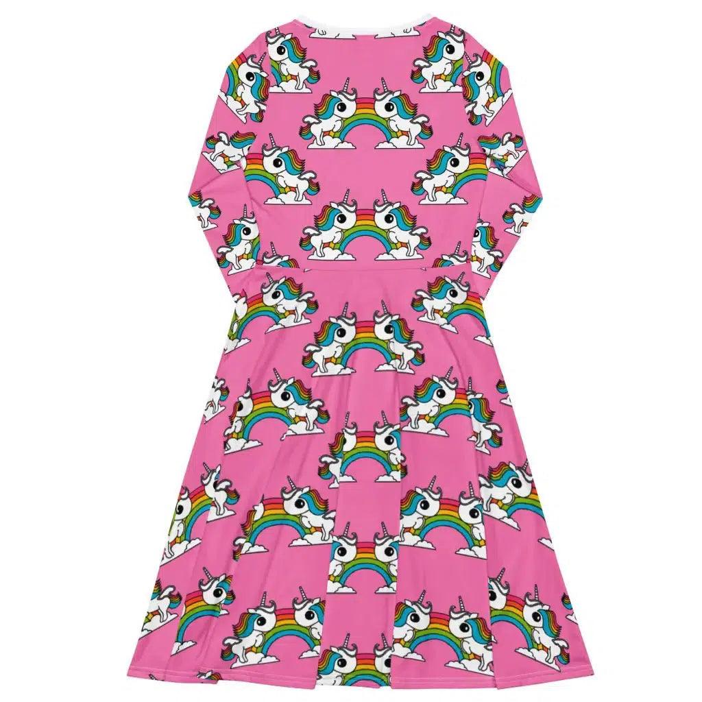 Midi Dress - UNIQUE pink - Unicorns and rainbows