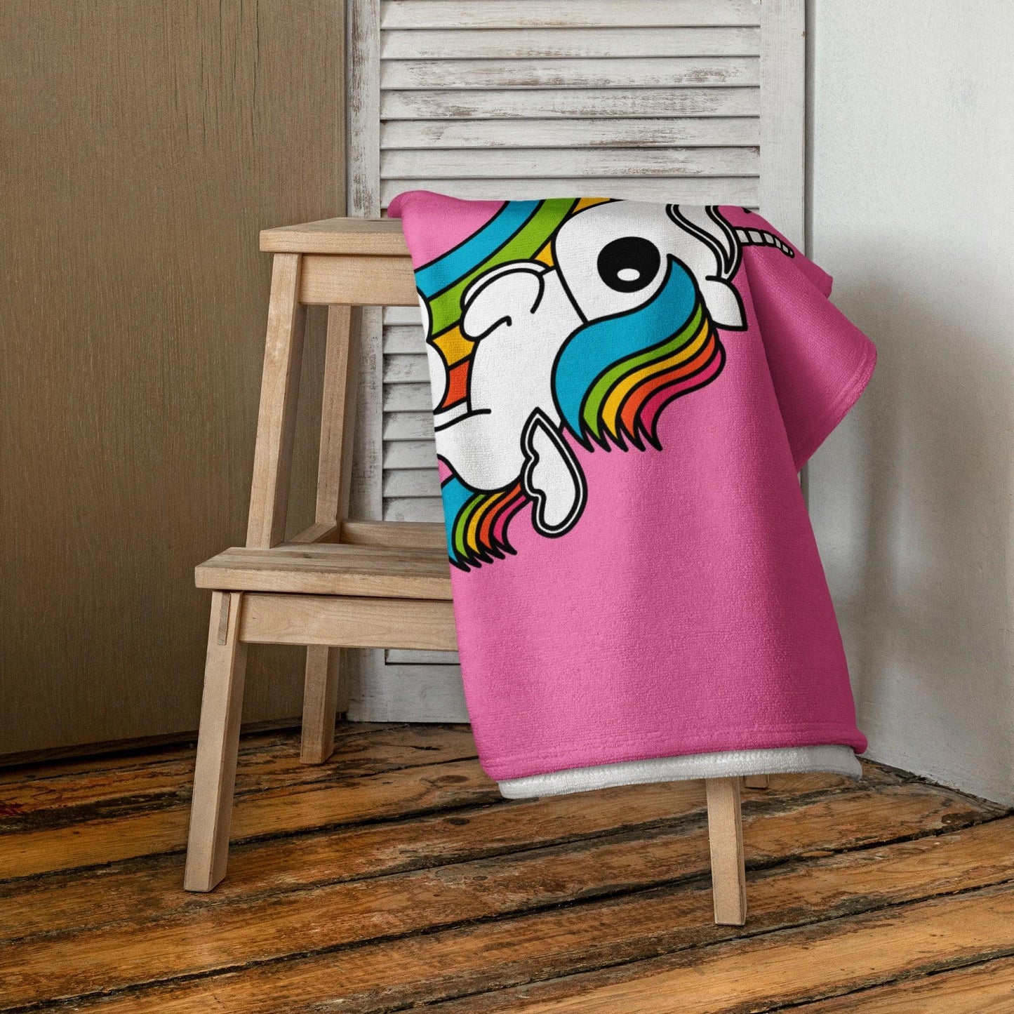 Towel - UNIQUE pink - Unicorns and rainbows